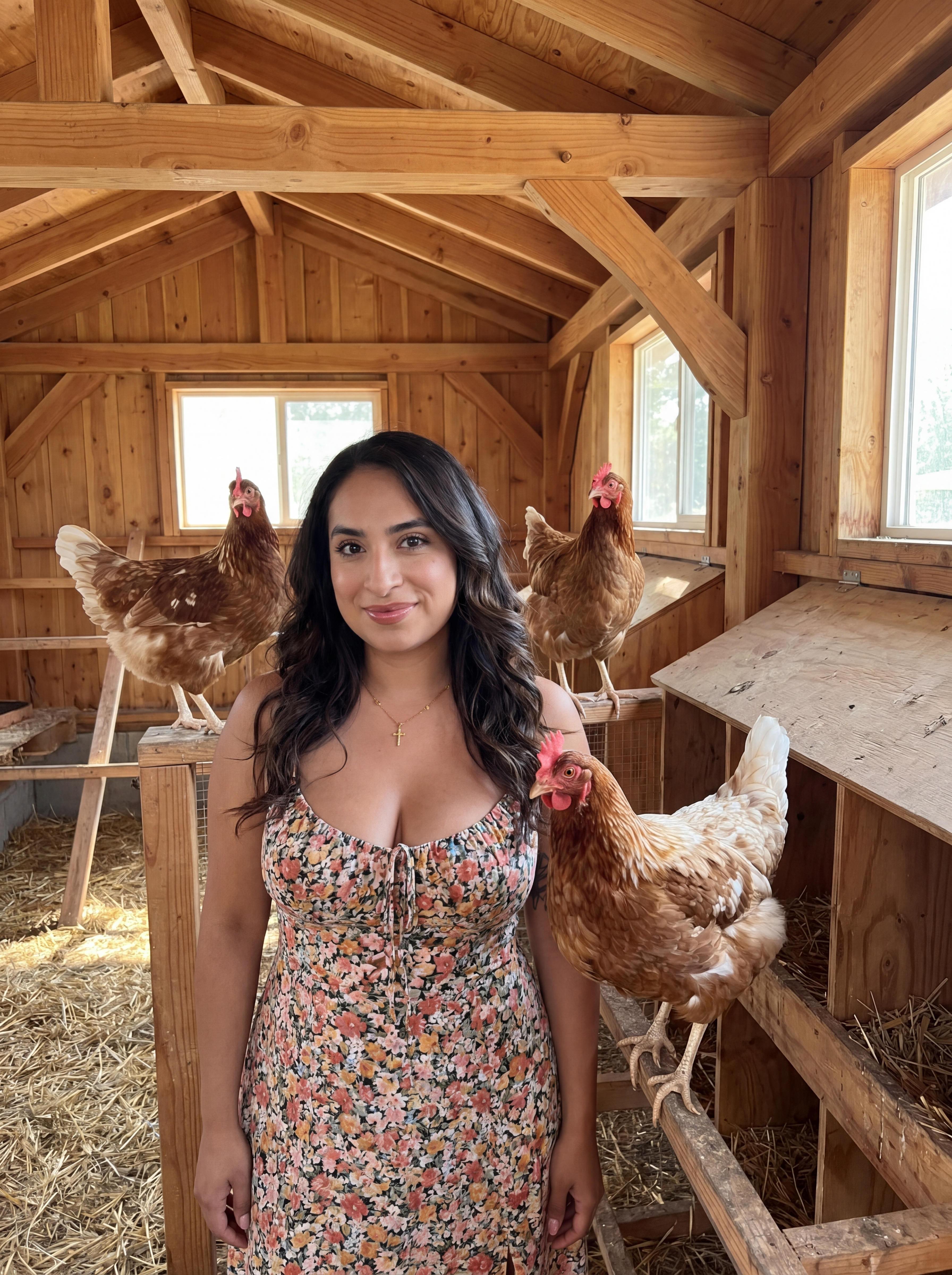 Dina with chickens